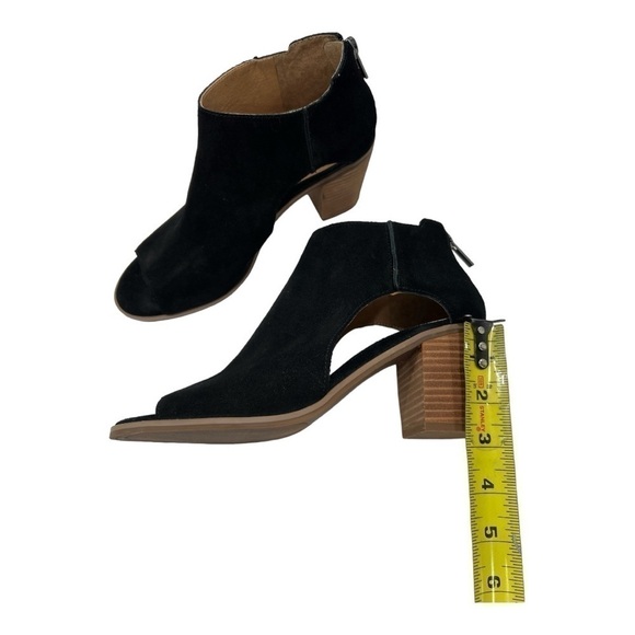 Lucky Brand Keight Suede Black Leather Peep Toe Ankle Booties size 7.5 M - Picture 9 of 10